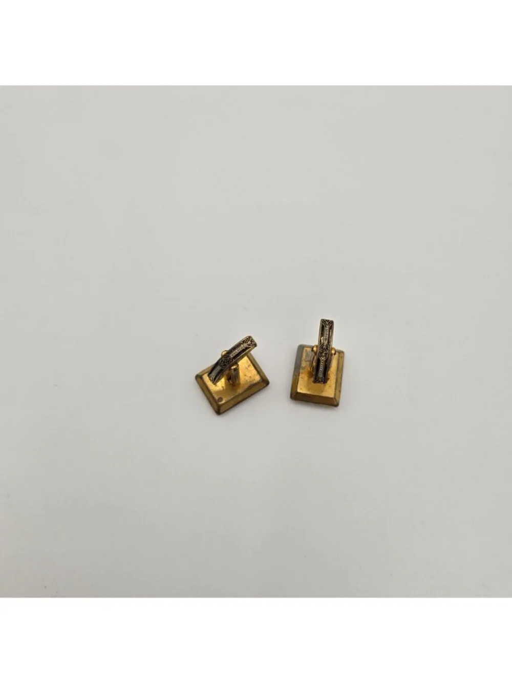 Vintage Gold-Tone Square Cufflinks With Intricate Engraved Design